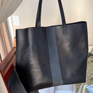 Madewell Black and Gray Leather Tote